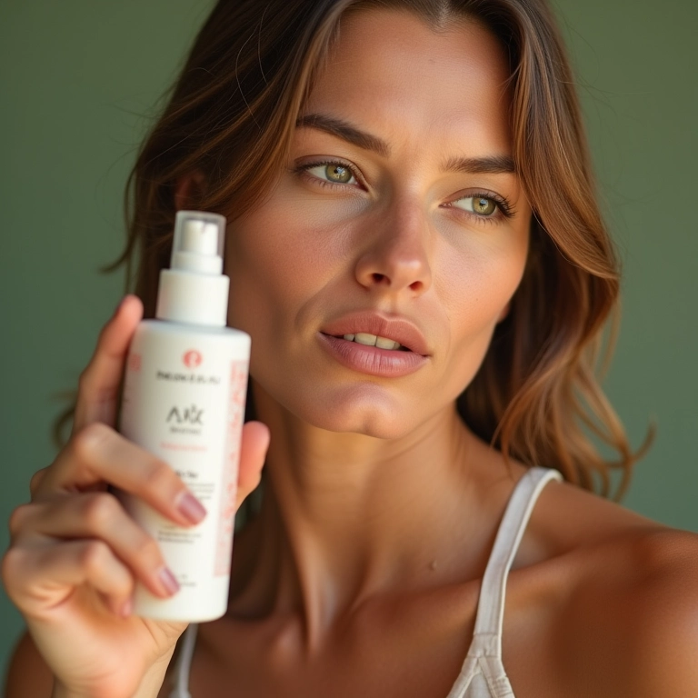 Mulher com pele seca aplicando fixador com efeito glow hidratante.