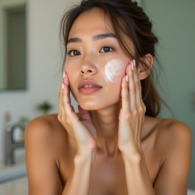 Mulher com pele seca removendo maquiagem com demaquilante cremoso