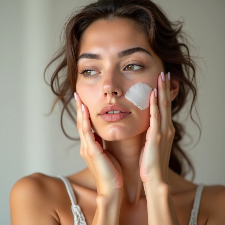 Mulher com pele sensível usando demaquilante suave e sem fragrância