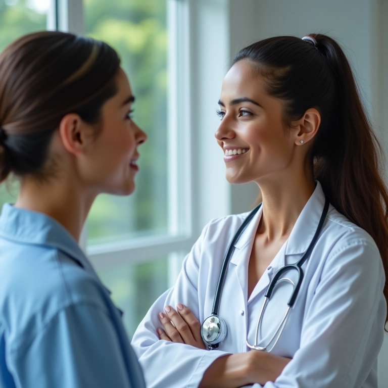 Mulher consultando dermatologista sobre pele oleosa.