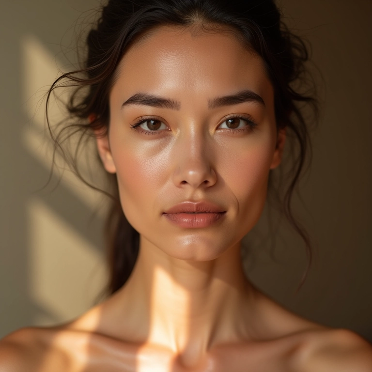 Mulher de pele clara aplicando iluminador duochrome.