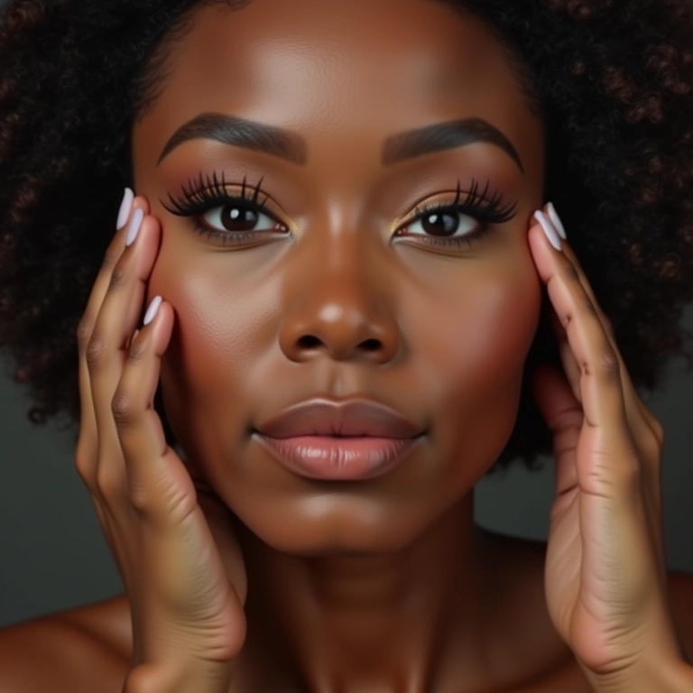 Mulher diversa aplicando contorno em pó e cremoso lado a lado.