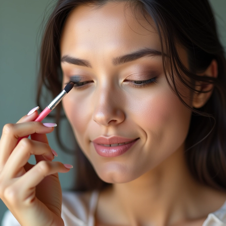 Mulher esfumando delineador colorido cremoso para um efeito perfeito.