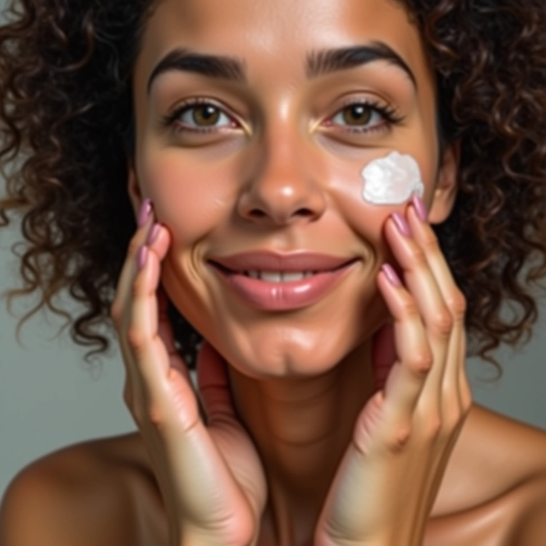 Mulher hidratando a pele.