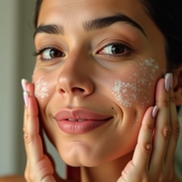 Mulher hidratando o rosto antes de aplicar a maquiagem de contorno.