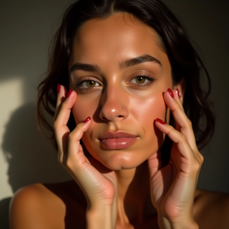 Mulher iluminando o rosto com iluminador.