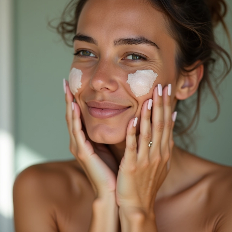 Mulher limpando o rosto com produto para pele oleosa.