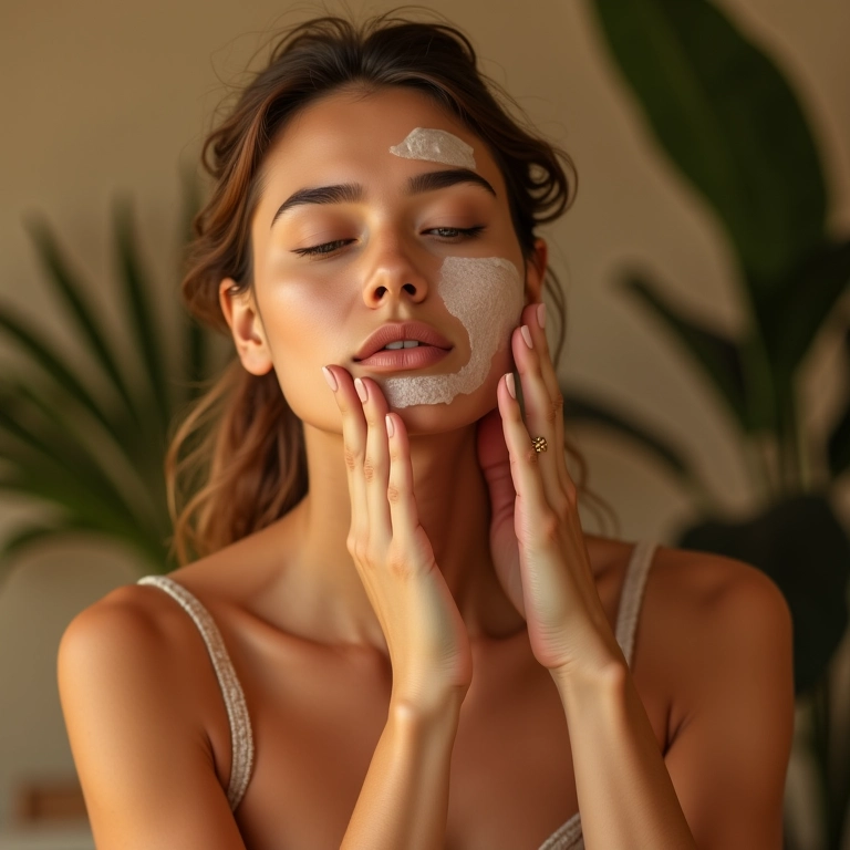 Mulher massageando óleo demaquilante no rosto