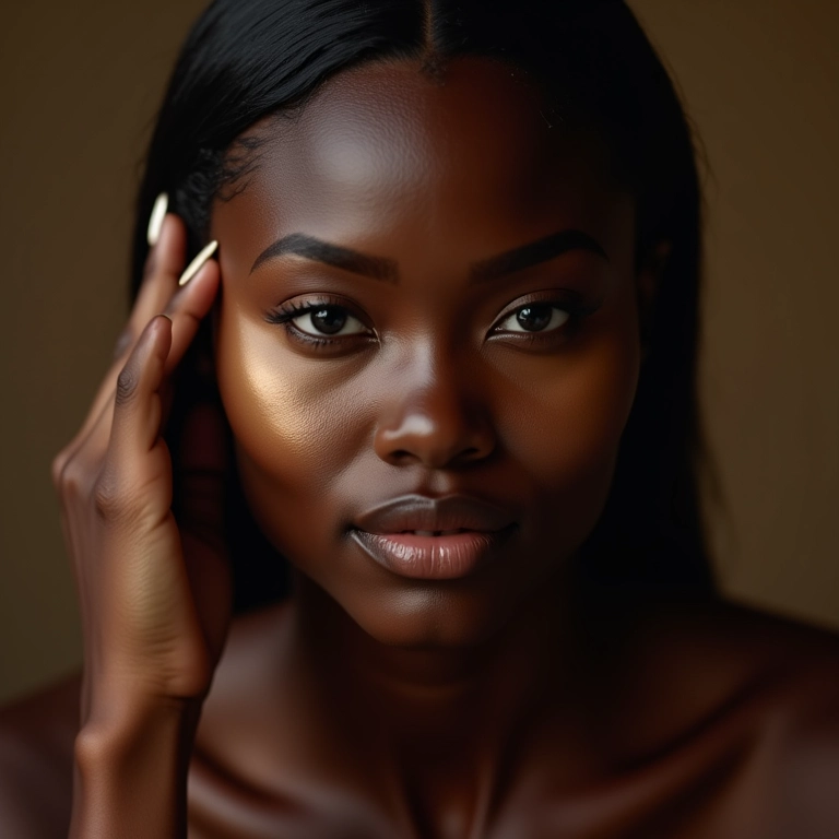 Mulher negra aplicando base de alta cobertura.