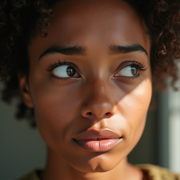 Mulher preocupada pensando se o corretivo verde é adequado para olheiras.