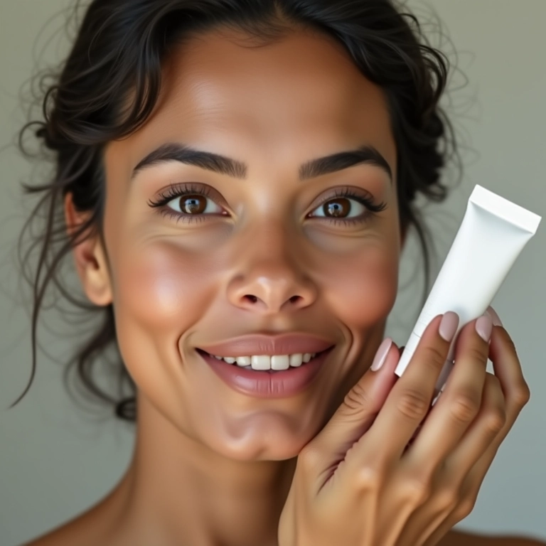 Mulher preparando a pele antes da maquiagem.