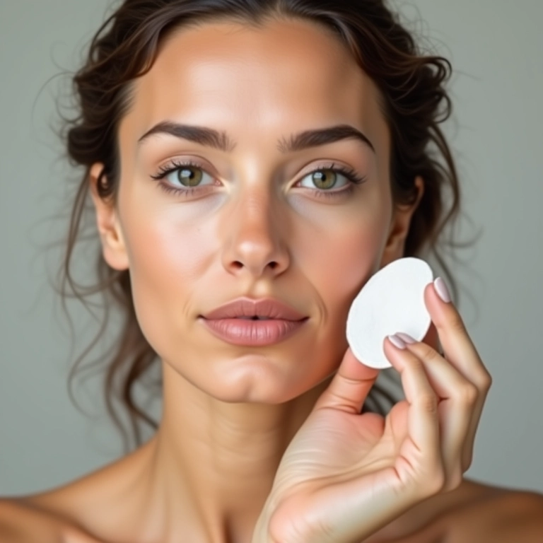 Mulher removendo a maquiagem com produtos de limpeza específicos.