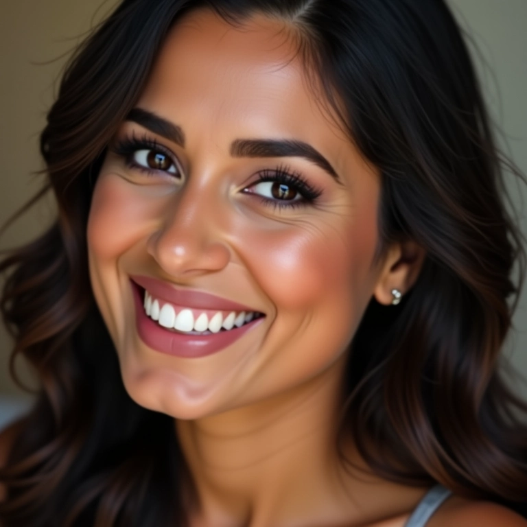 Mulher sorrindo com maquiagem impecável para formatura.