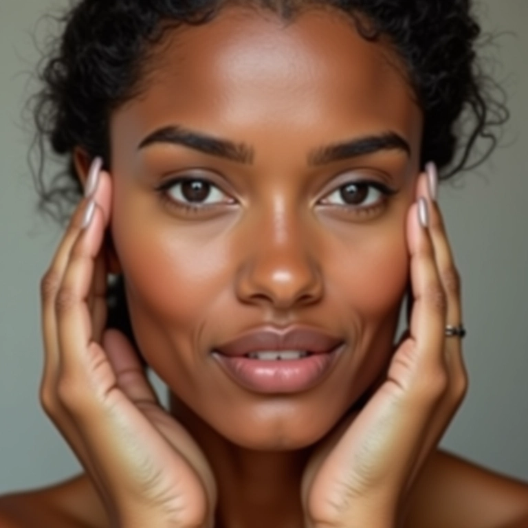 Mulher suavizando linhas finas com o uso de primer em óleo.