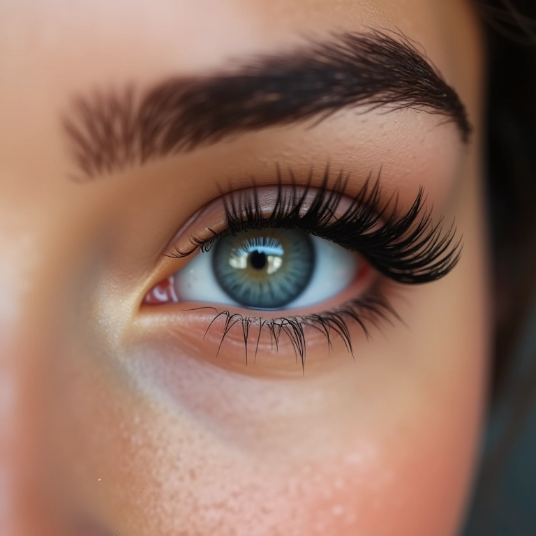 Mulher usando cílios postiços.