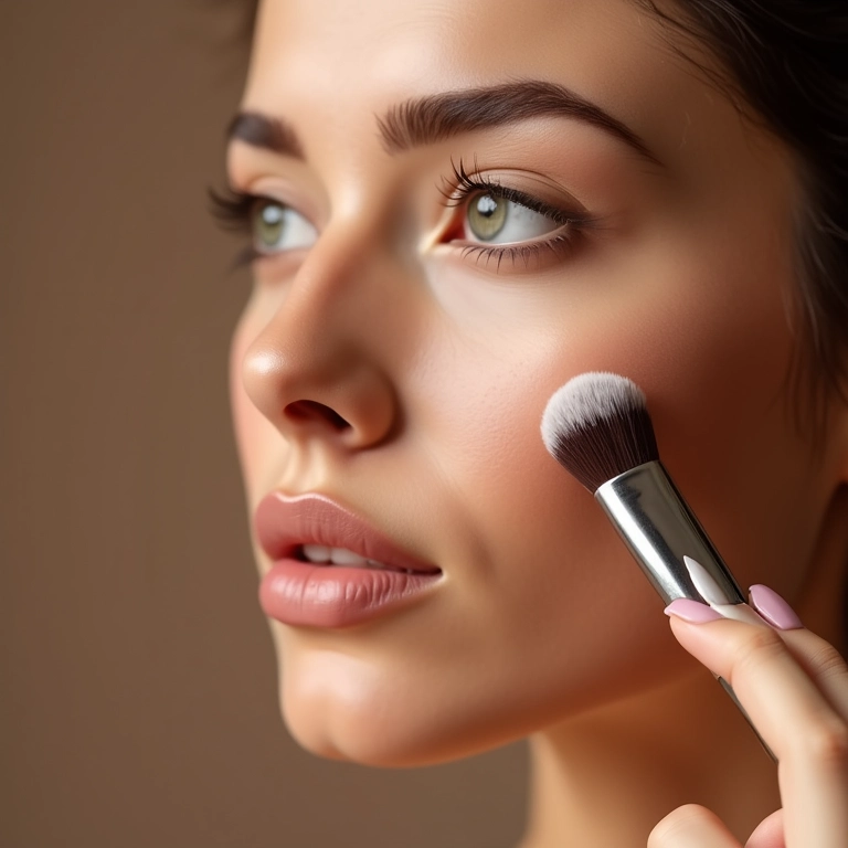 Mulher usando contorno para afinar o nariz.