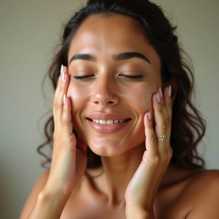 Mulher usando demaquilante natural.