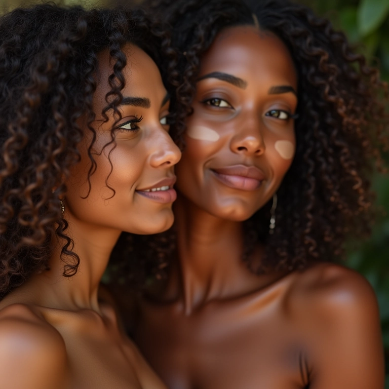 Mulheres brasileiras comparando tons de pele com base.