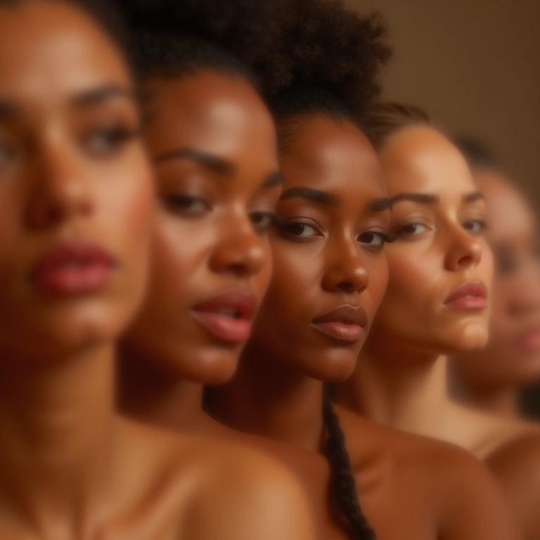 Mulheres brasileiras diversas aplicando base para pele bronzeada.