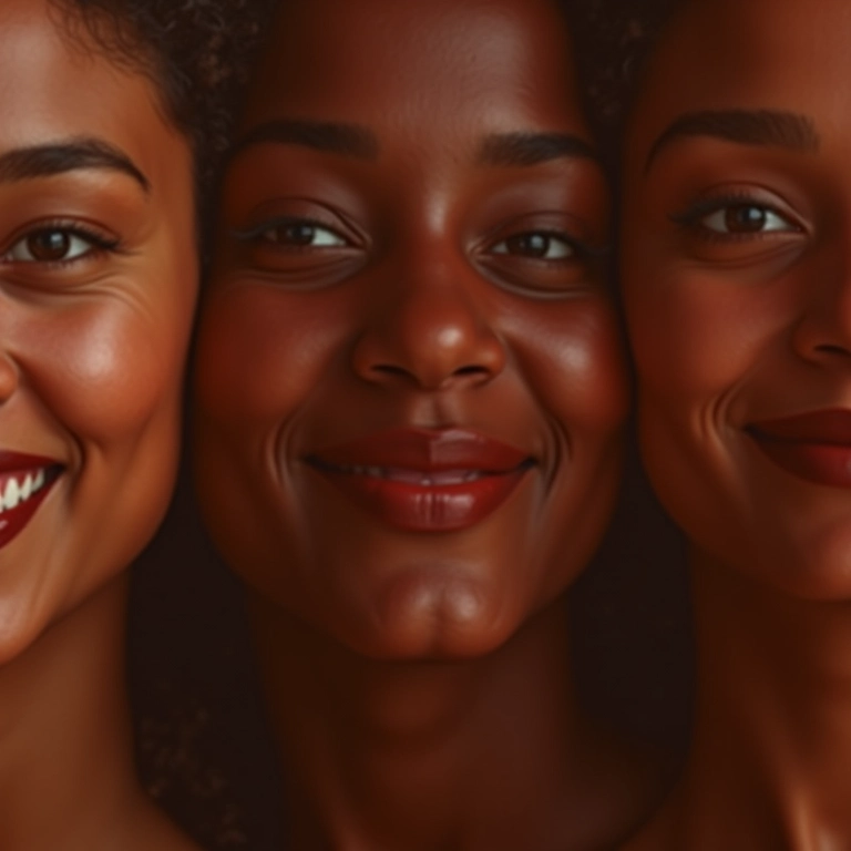 Mulheres brasileiras diversas sorrindo, mostrando batons marrons.