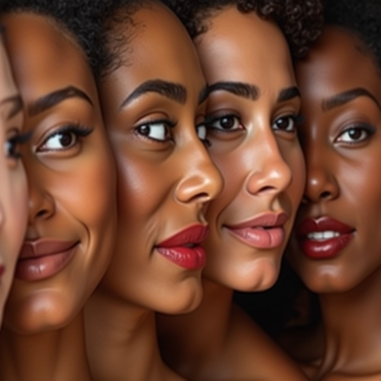 Mulheres brasileiras diversas testando diferentes tons de base.