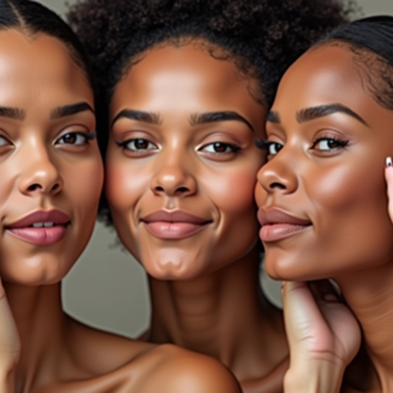 Mulheres brasileiras diversas usando pó matificante.