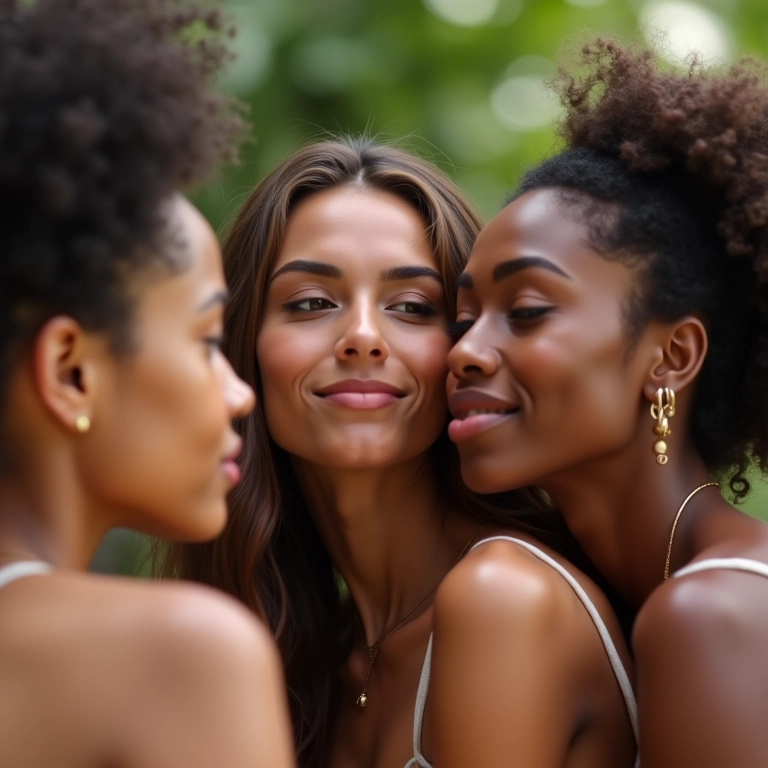 Mulheres diversas analisando seus tons de pele para escolher o CC Cream ideal.