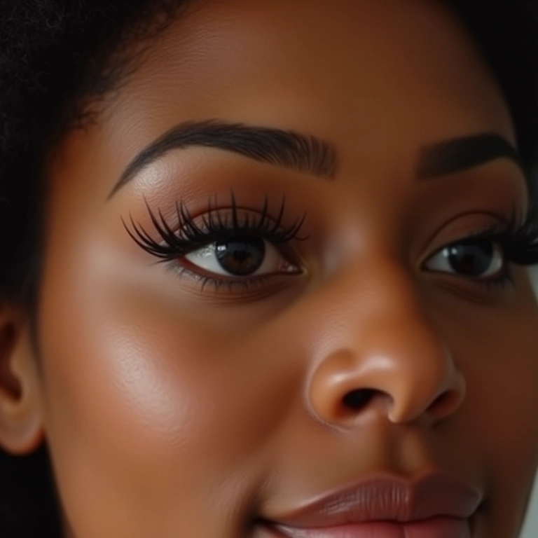 Mulheres diversas aplicando cílios postiços, close-up detalhado