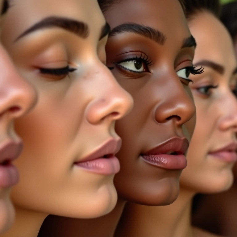 Mulheres diversas aplicando pó facial à prova d'água.