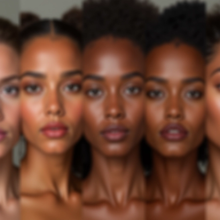 Mulheres diversas escolhendo a cor ideal da base em gotas.