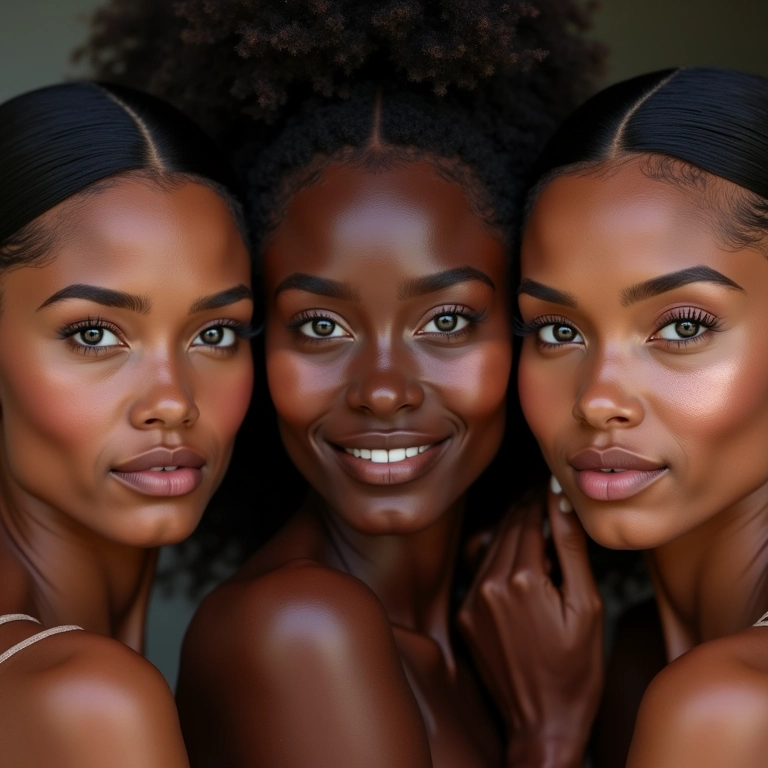 Mulheres negras determinando seus subtons de pele para escolher o bronzer ideal.
