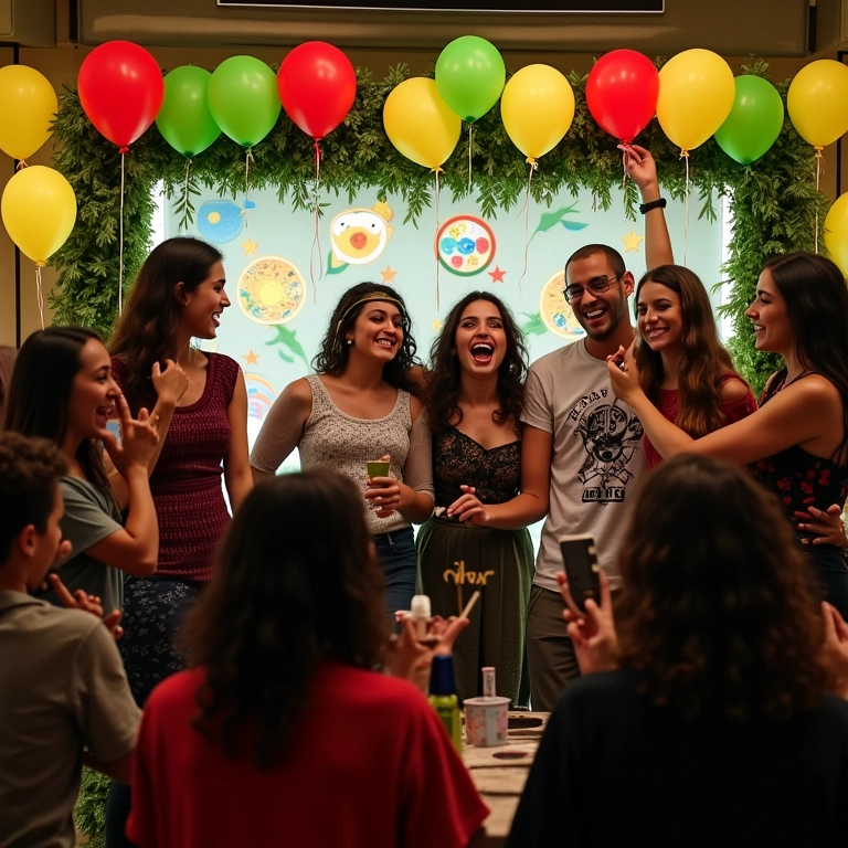 Mural de fotos divertido e interativo para festa.