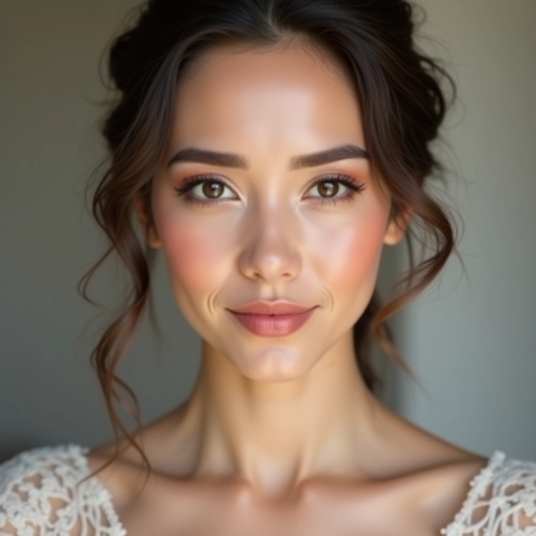 Noiva com maquiagem simples e elegante para casamento de dia.