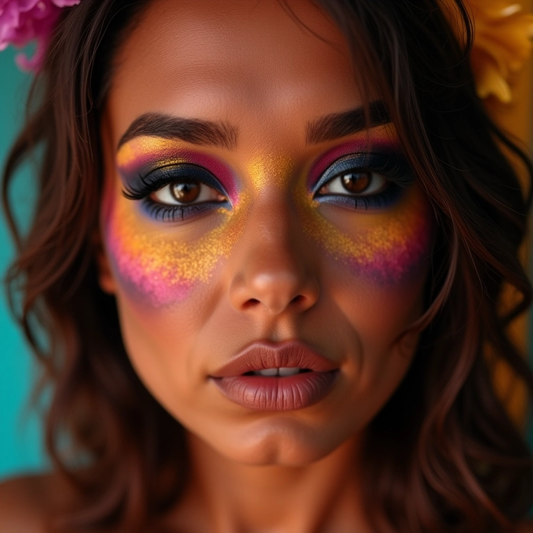 Olho esfumado colorido para carnaval.