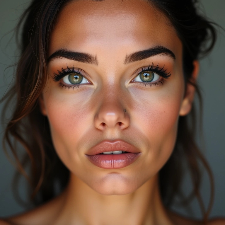 Olhos com delineado gatinho e sombra neutra.