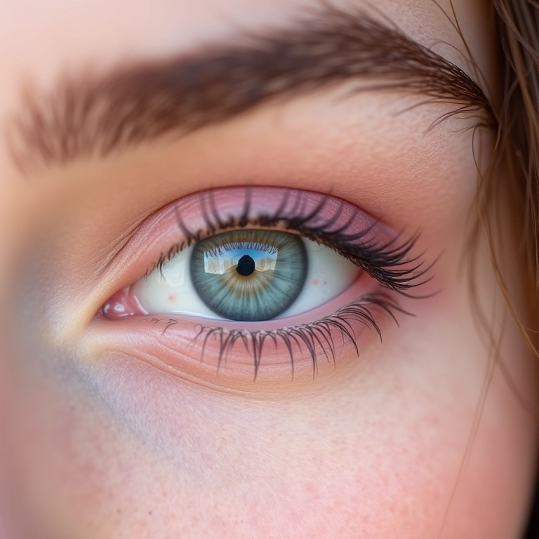 Olhos delicados com sombras em tons pastel.