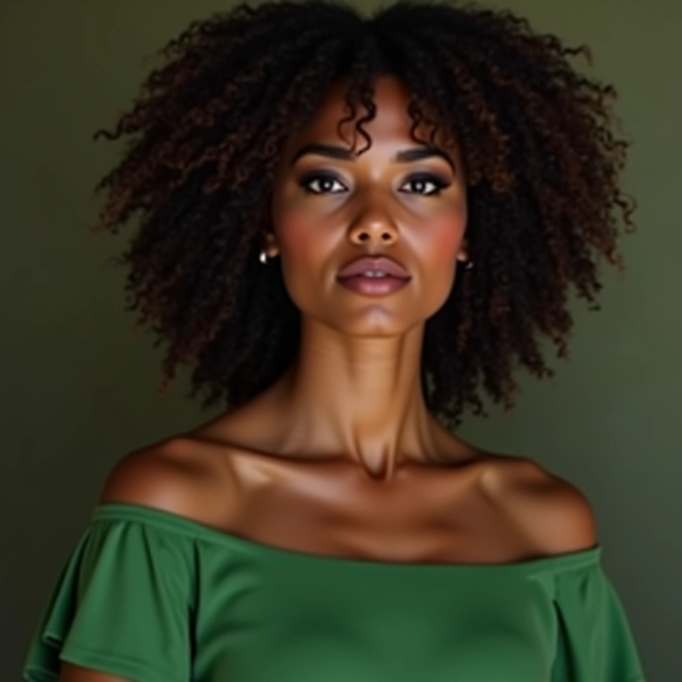 Olhos esfumados em tons terrosos combinando com vestido verde.