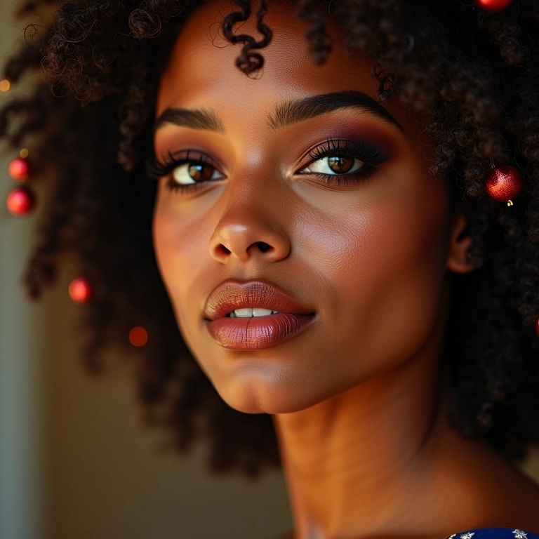 Olhos esfumados para maquiagem de Natal.