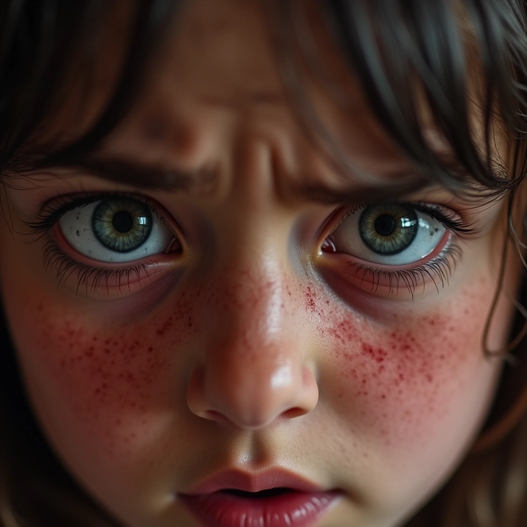 Olhos irritados com resíduos de rímel.