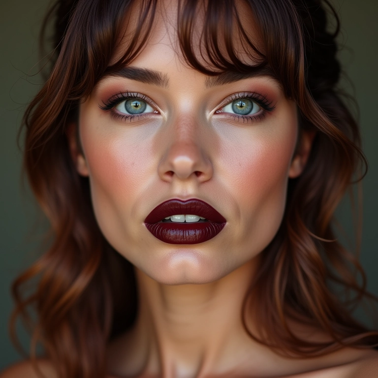 Opções de batom escuro e nude para maquiagem rock.