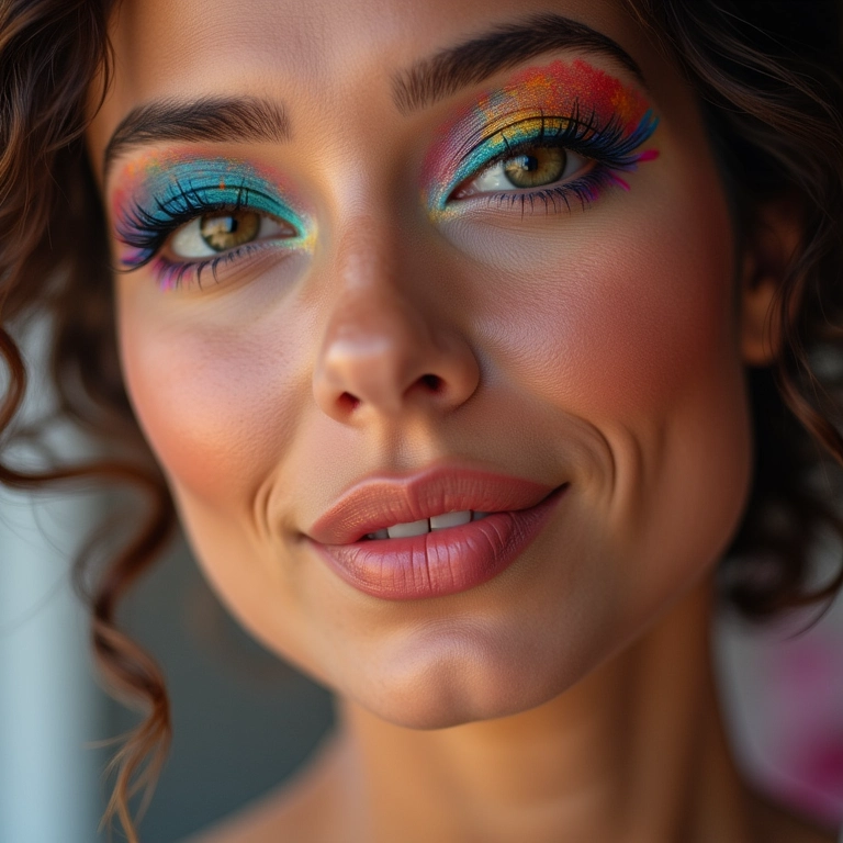 Paleta de sombras coloridas para um look divertido e cheio de vida.