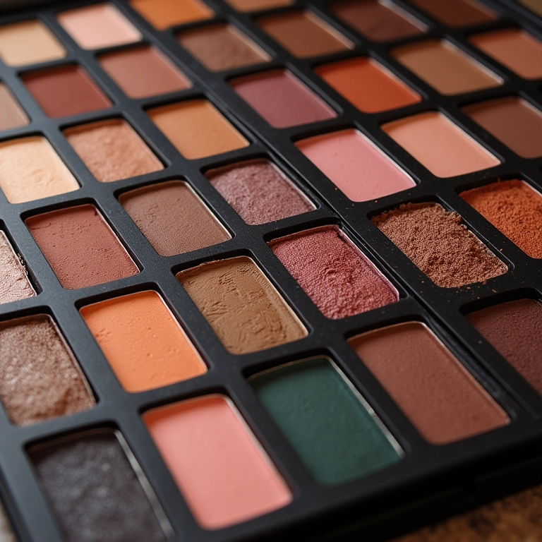 Paletas de sombra com diversas cores e texturas.