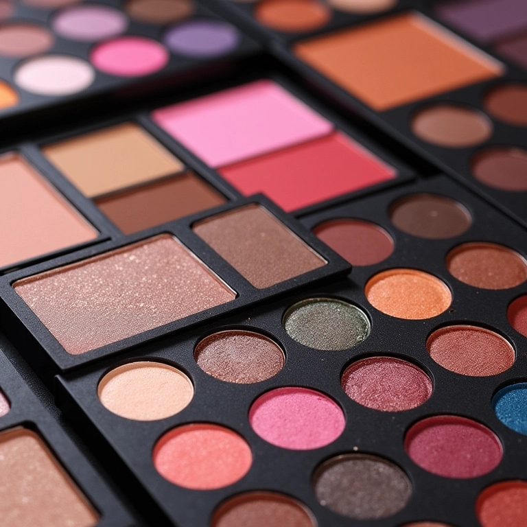 Paletas de sombras coloridas de diferentes marcas.