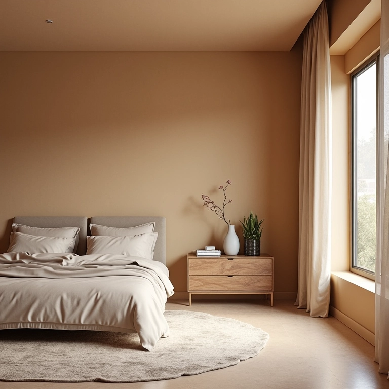 Paredes acetinadas em diferentes ambientes: quarto, sala, corredor. Versatilidade do acabamento.