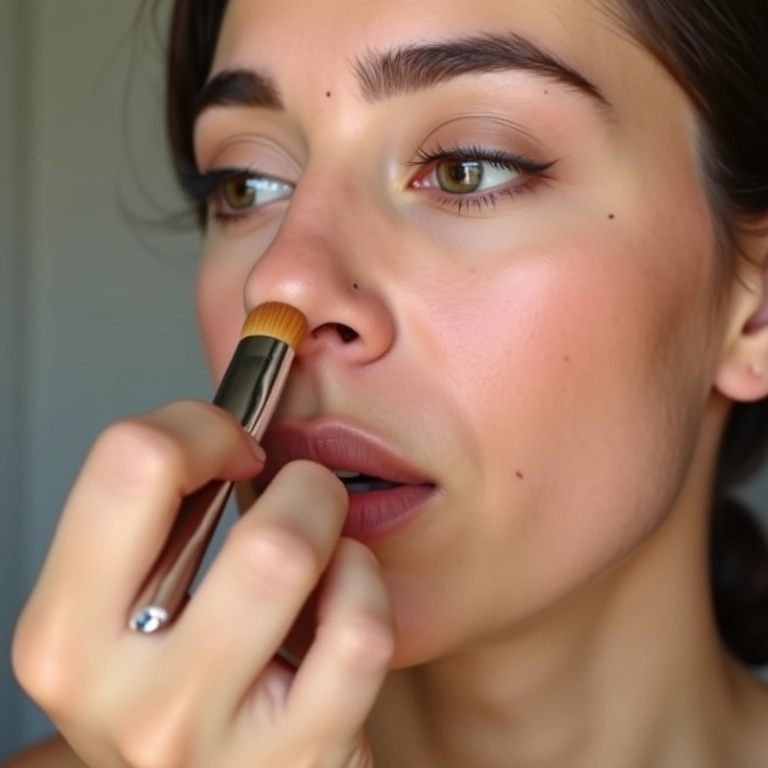 Passo a passo de como aplicar pó compacto com pincel.