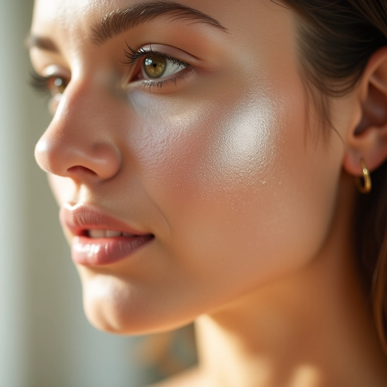 Pele com acabamento aveludado após aplicação de pó translúcido.