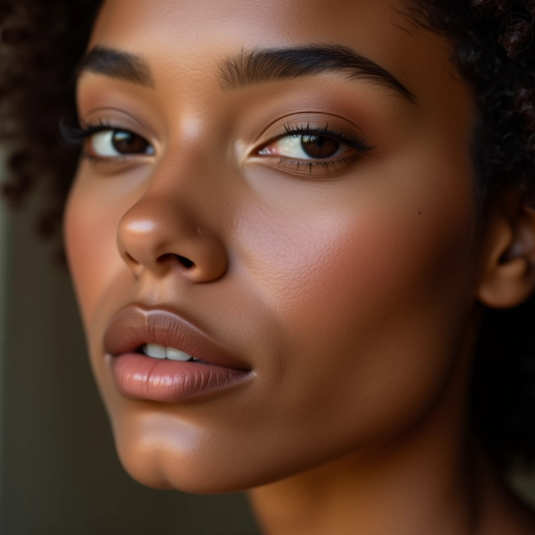 Pele com acabamento matte e aveludado após aplicação da base.