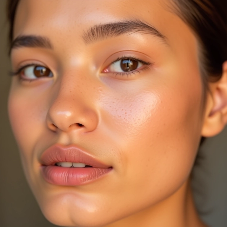 Pele hidratada e nutrida após aplicação da base antioxidante.