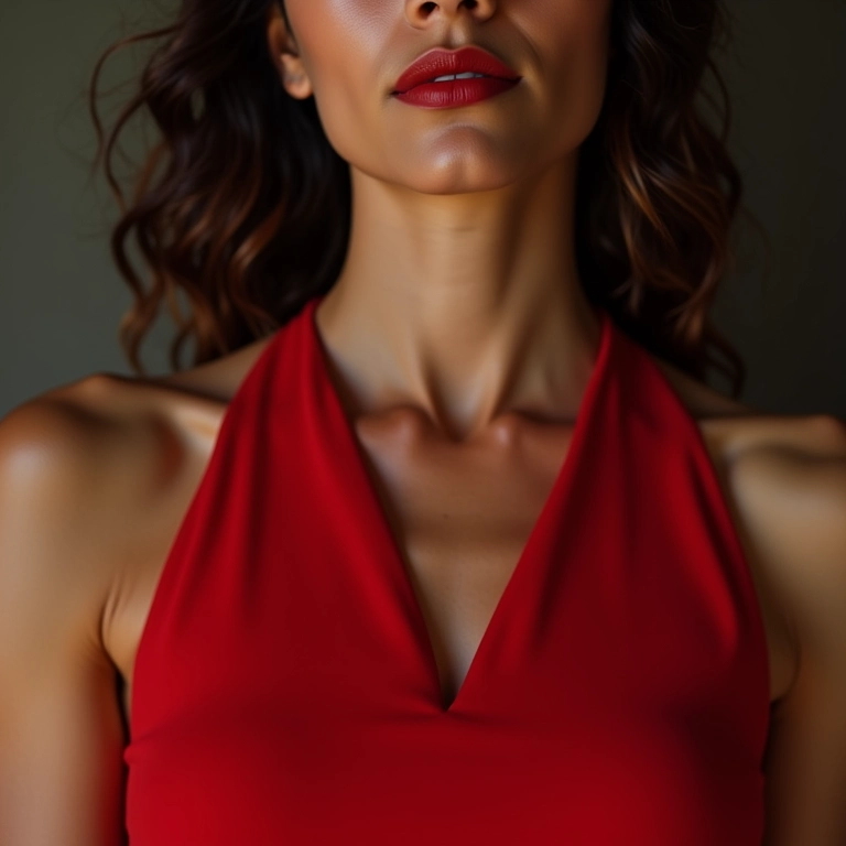 Pele matte ou luminosa com vestido vermelho?