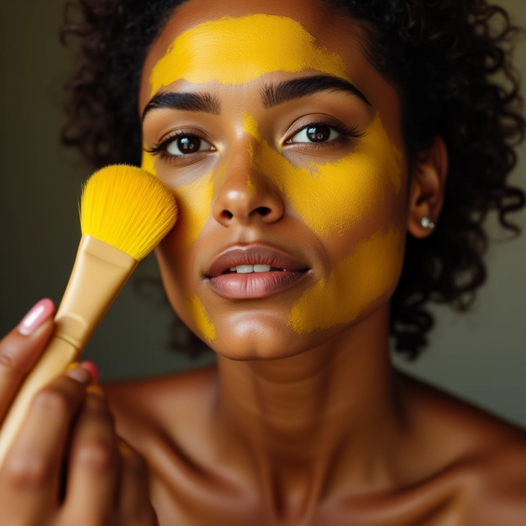 Pele oleosa sendo matificada com pó translúcido amarelo.